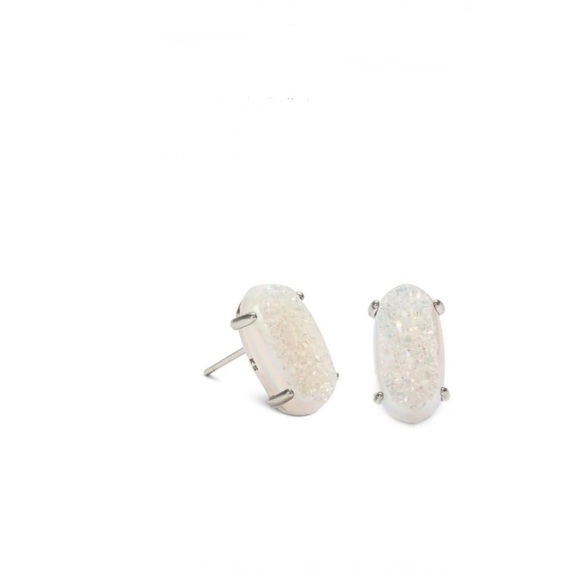 Kendra Scott Betty Silver Stud Earrings in White Kyocera Opal - Picture 1 of 5